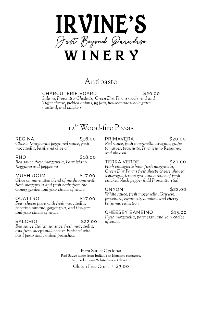 Pizza Menu May